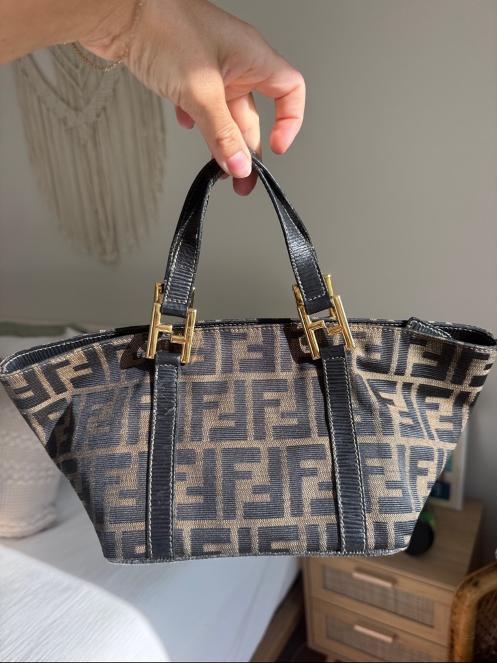 Fendi Zucca Mini Tote Bag Vintage FF Logo Brown Canvas Authenticated w/ COA - Picture 13 of 13